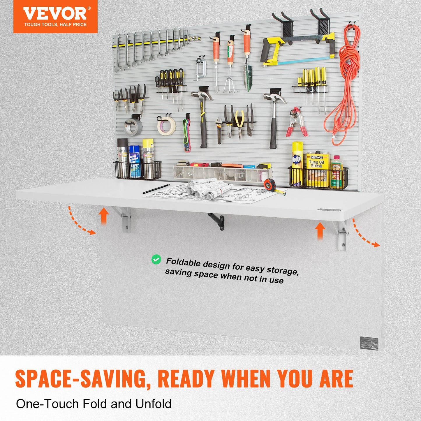 Wall Mounted Floating Folding Table Laptop Desk Home Office 39.37x19.69 Inch