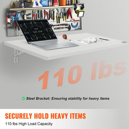 Wall Mounted Floating Folding Table Laptop Desk Home Office 39.37x19.69 Inch