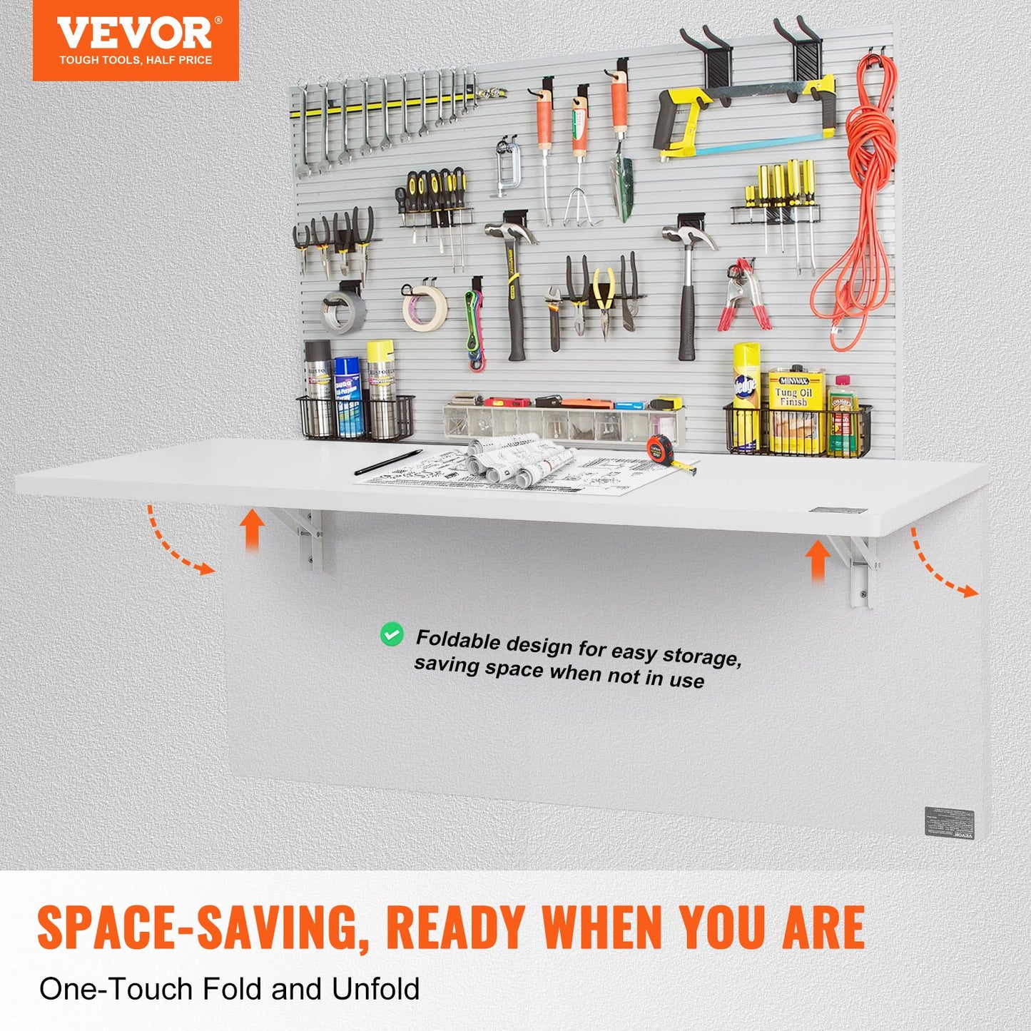 Wall Mounted Floating Folding Table Laptop Desk Home Office 47.24x19.69 Inch