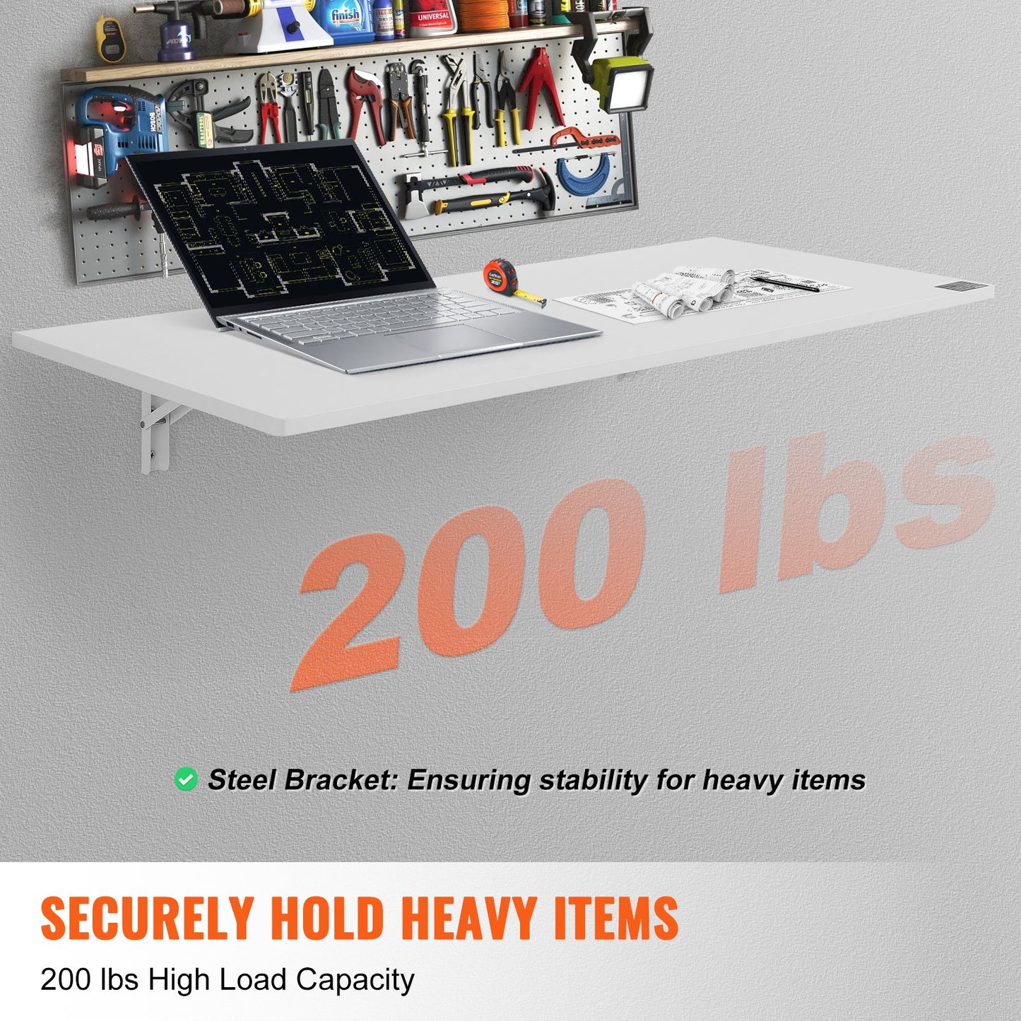 Wall Mounted Floating Folding Table Laptop Desk Home Office 47.24x19.69 Inch