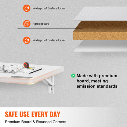 Wall Mounted Floating Folding Table Laptop Desk Home Office 47.24x19.69 Inch