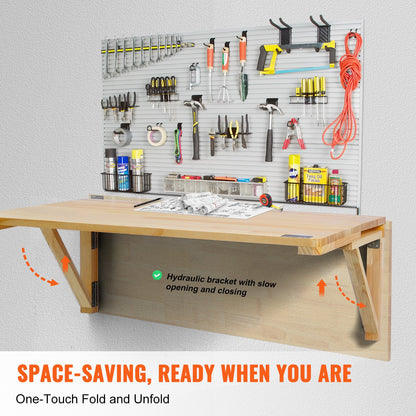 Wall Mounted Floating Folding Table Laptop Desk Home Office 31.5x23.62 Inch