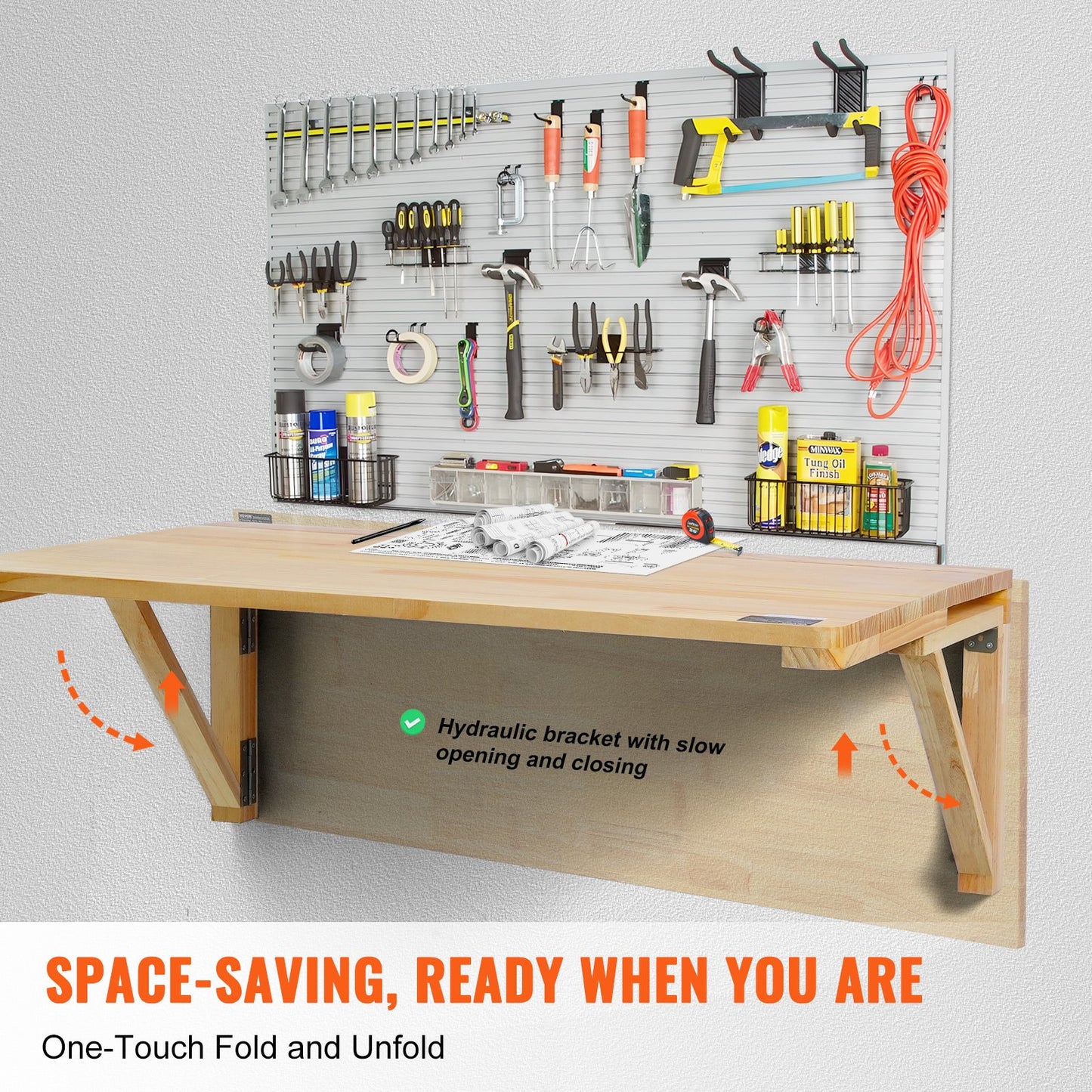 Wall Mounted Folding Table, 31.5" x 23.62" Wall Mount Drop Leaf Table, Wooden Floating Desk with Iron Bracket, Fold Down Desk for Small Spaces, Home Office, Dining, Laundry Room, Kitchen, Bar