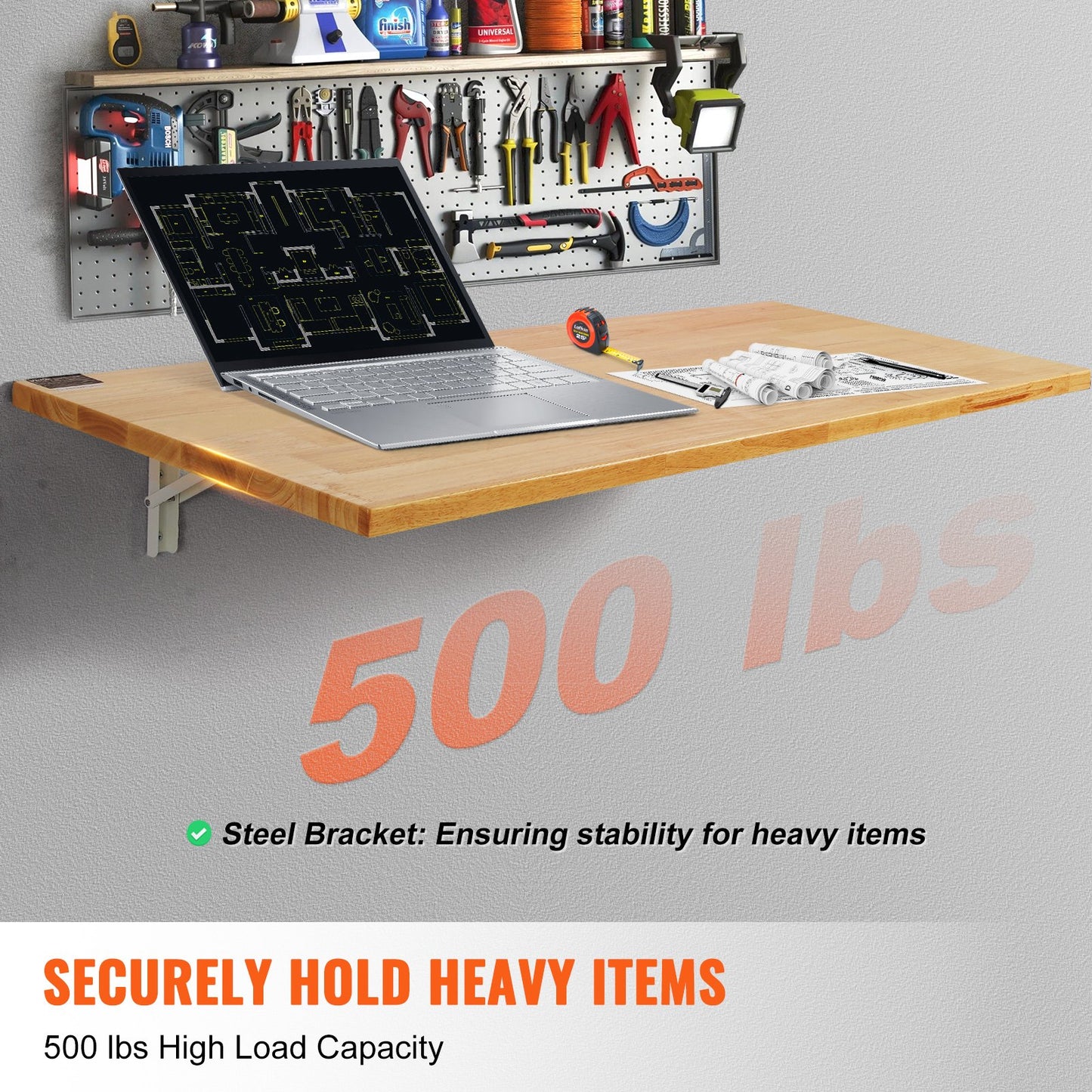 Wall Mounted Floating Folding Table Laptop Desk Home Office 47.24x19.69 Inch