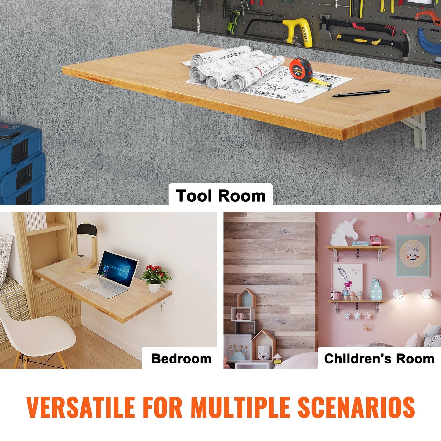 Wall Mounted Floating Folding Table Laptop Desk Home Office 47.24x19.69 Inch