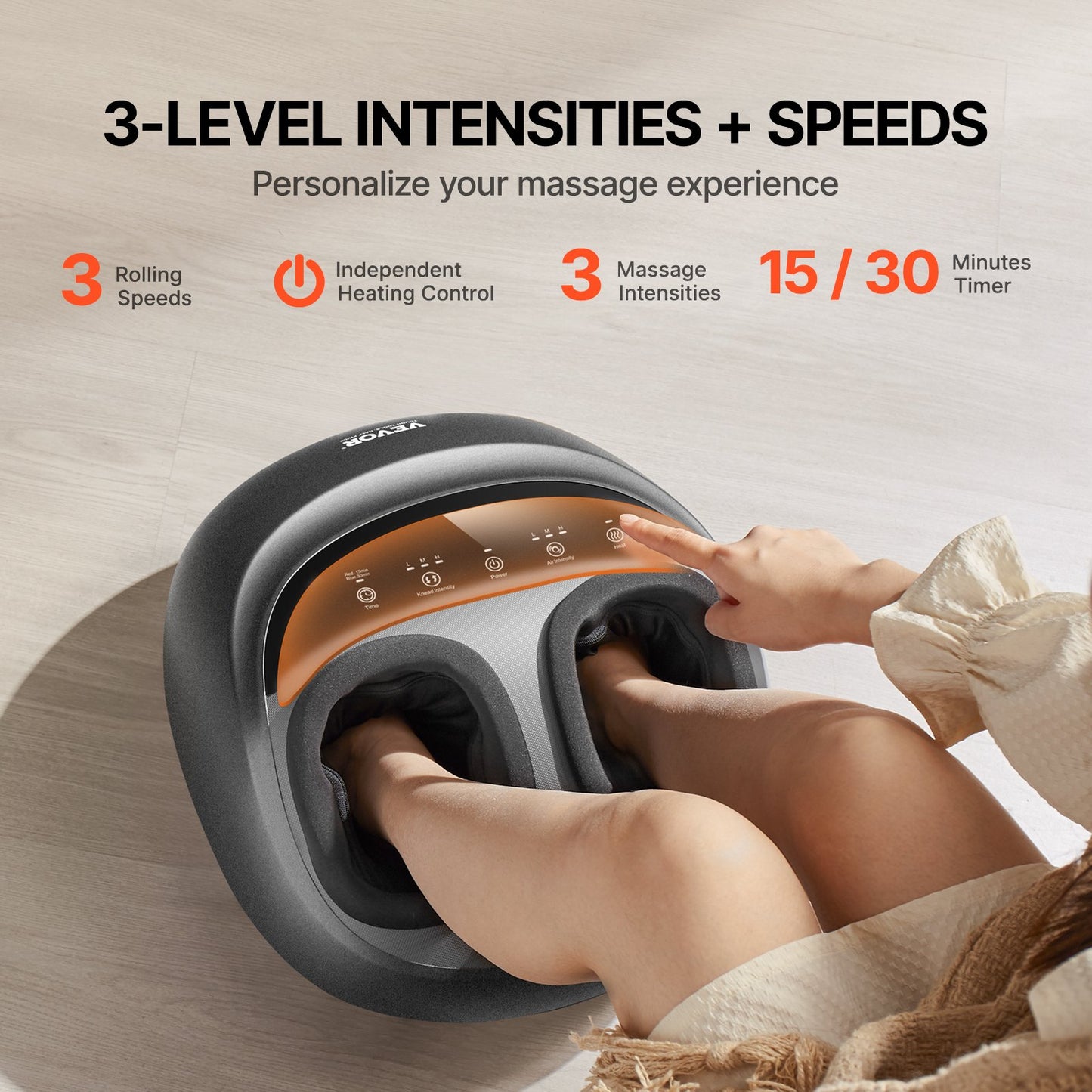 Foot Massager Machine with Heat, Deep-Kneading, Compression, and Shiatsu for Plantar Fasciitis, Neuropathy, Gifts for Men, Women - Fits up to Men Size 12