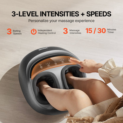 Foot Massager Machine with Heat, Deep-Kneading, Compression, and Shiatsu for Plantar Fasciitis, Neuropathy, Gifts for Men, Women - Fits up to Men Size 12