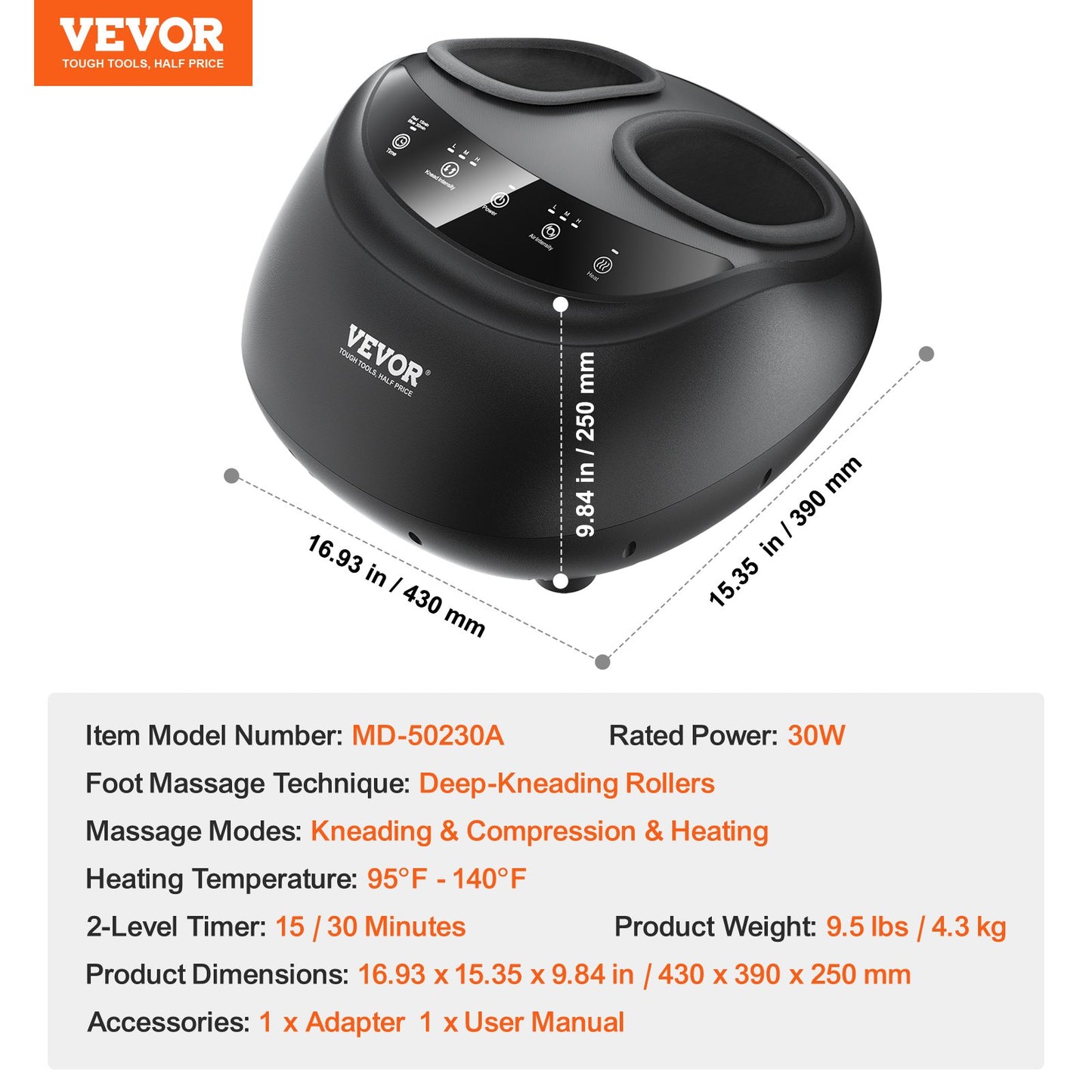 Foot Massager Machine with Heat, Deep-Kneading, Compression, and Shiatsu for Plantar Fasciitis, Neuropathy, Gifts for Men, Women - Fits up to Men Size 12