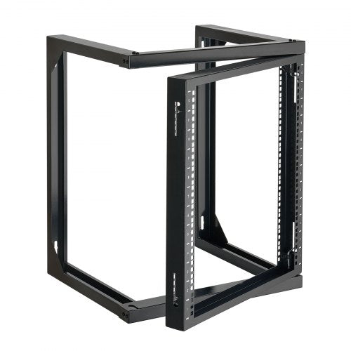12U Wall Mount Server Rack, 150 lbs Max Load Capacity, Open Frame Network Rack with 180 Degrees Gate Swing, Carbon Steel, for 19-Inch IT Network Equipment & AV Devices Computer Server, Black