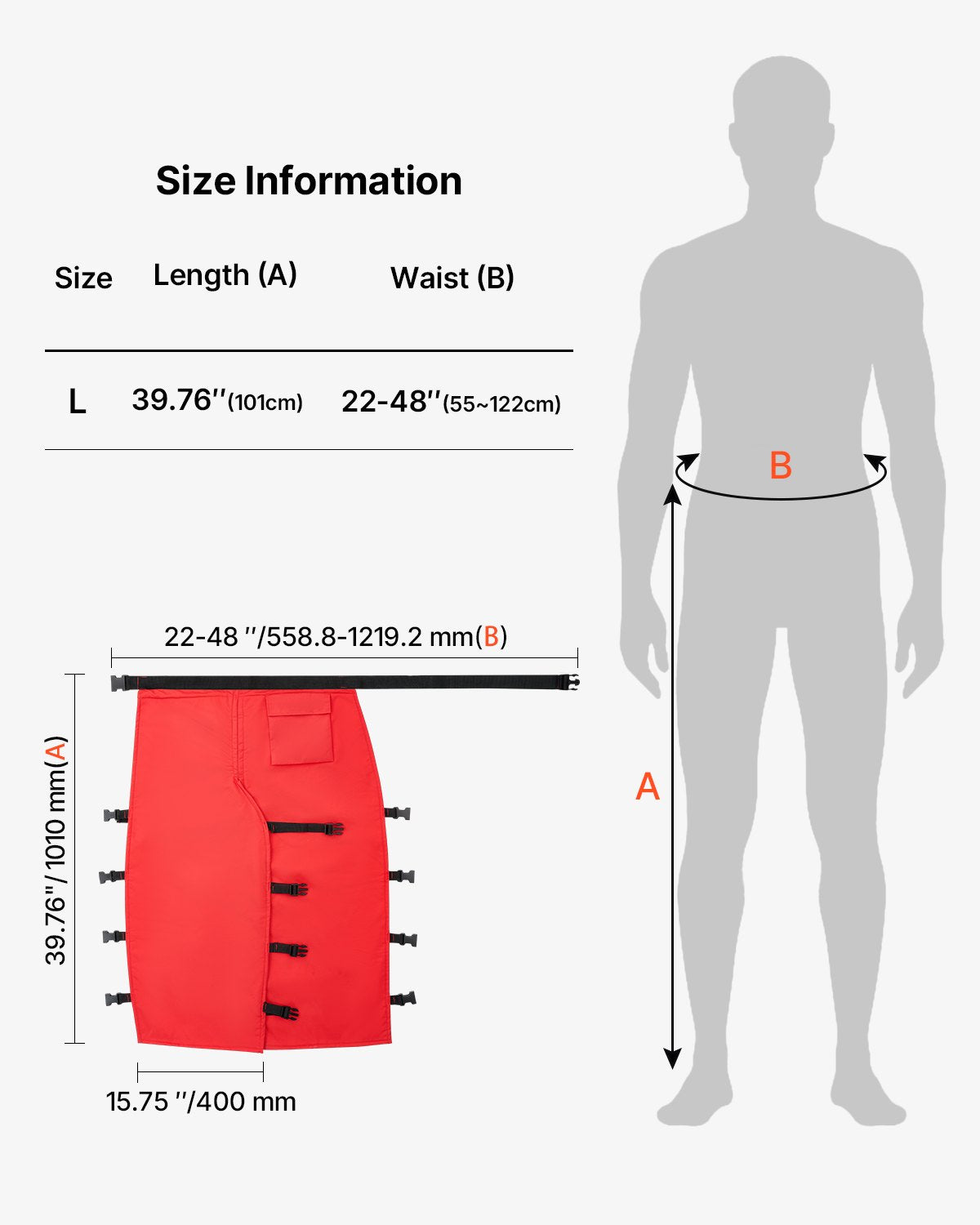 Chainsaw Chaps 39.7" Apron Style Chainsaw Safety Chaps Class B Large