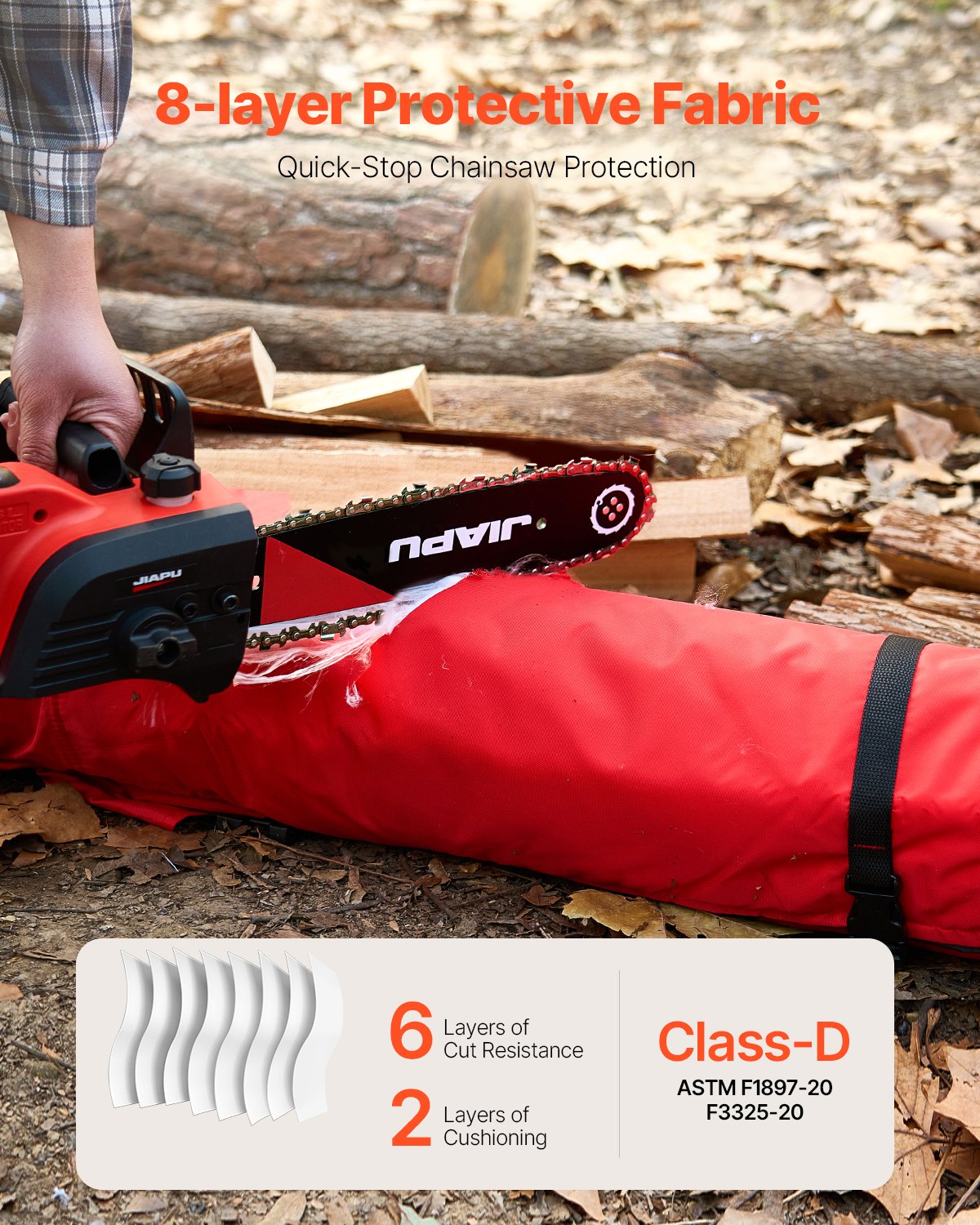Apron Style Chainsaw Chaps, Class D, 8 Layers Chainsaw Pants with Adjustable Belt & Gear Pocket, Chain Saw Chaps for Men/Women, Chainsaw Safety Equipment for Loggers Forest Workers, Medium