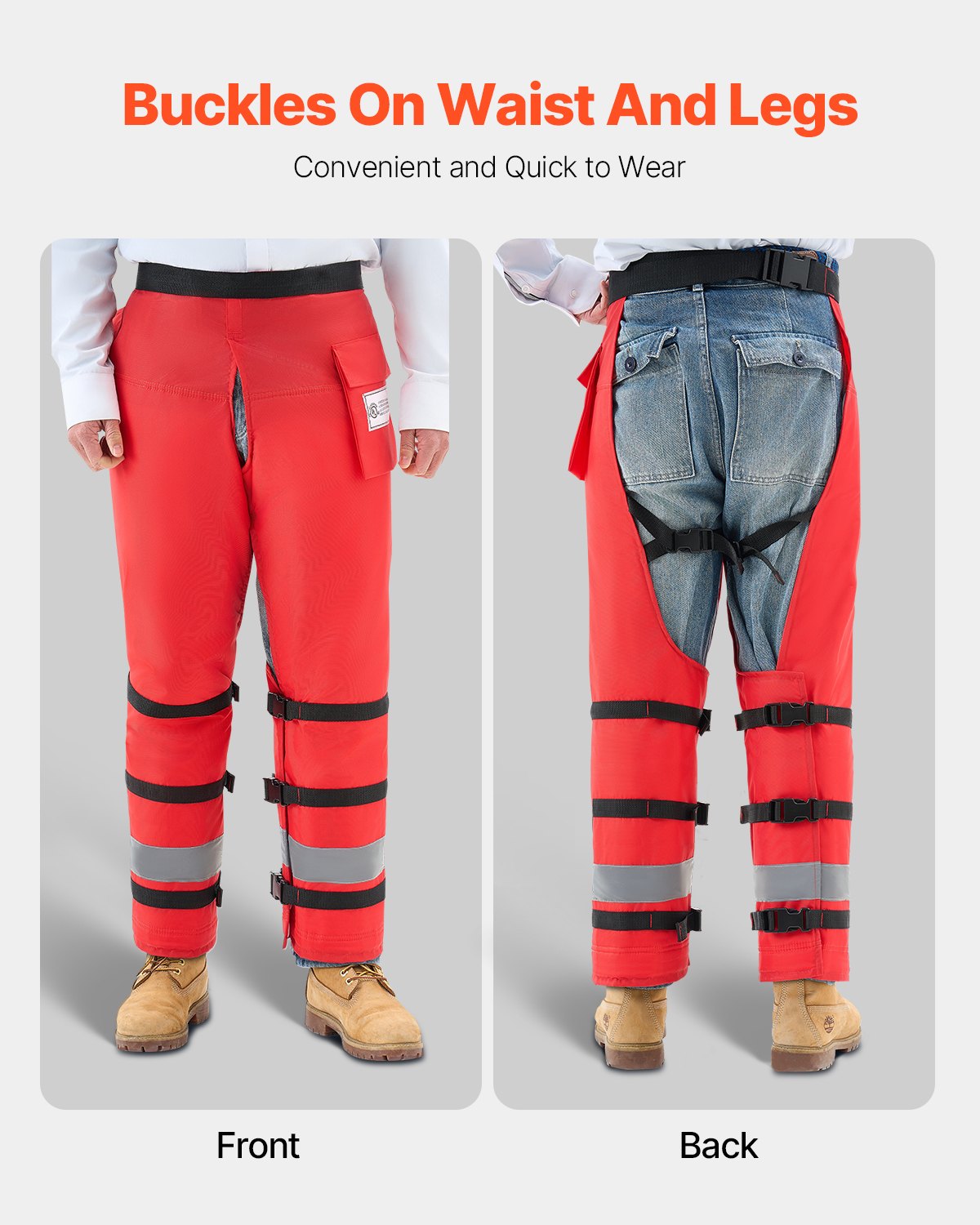 Apron Style Chainsaw Chaps, Class D, 8 Layers Chainsaw Pants with Adjustable Belt & Gear Pocket, Chain Saw Chaps for Men/Women, Chainsaw Safety Equipment for Loggers Forest Workers, Medium