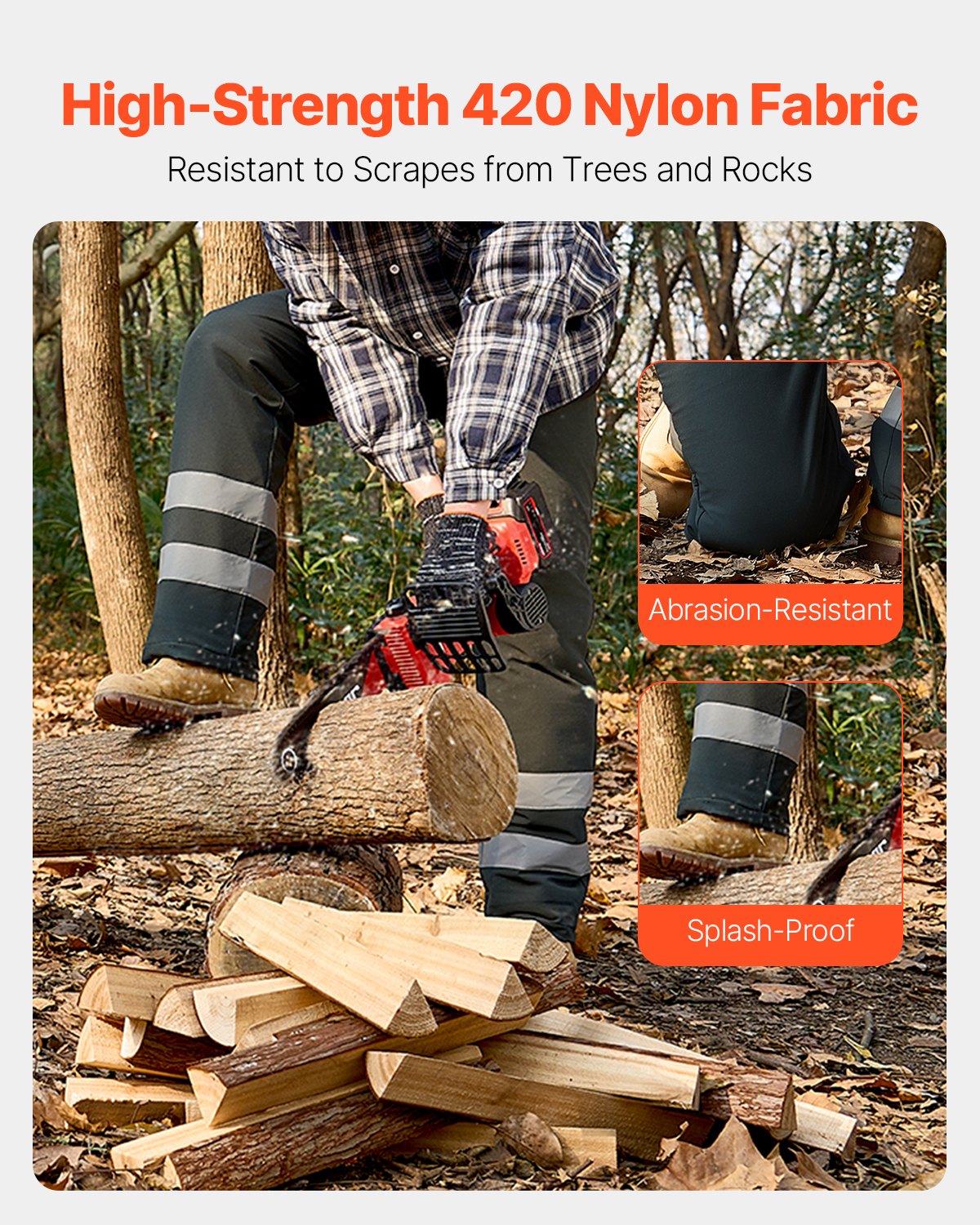 Chainsaw Chaps 40.9" Wrap Style Protective Chainsaw Pants 8 Layers Small