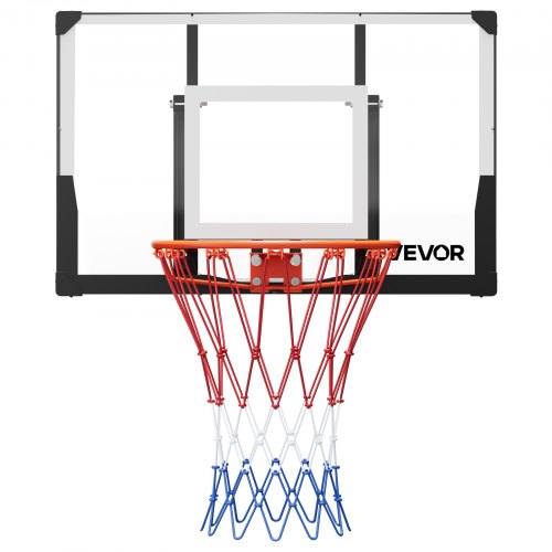 Wall Mount Basketball Hoop, 44-inch PC Backboard Mounted Basketball Hoop Outdoor with Solid Steel, 0.08 inch Thickened Backboard, Thickened Woven Nylon Basketballs Net, Indoor & Outdoor Use
