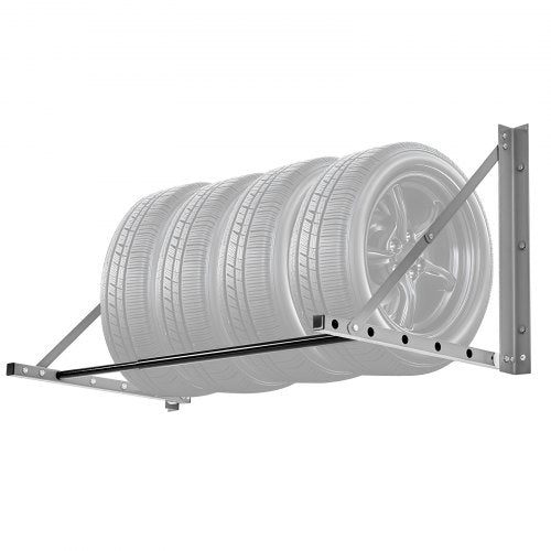 Wall Mounted Folding Tire Rack, 32" - 48" Adjustable Tire Rack, Q235 Heavy-Duty Steel Tire Storage Rack for R14-R20 inch Standard Tires, Max 300lbs Load Capacity for Garage Workshop Repair Shop