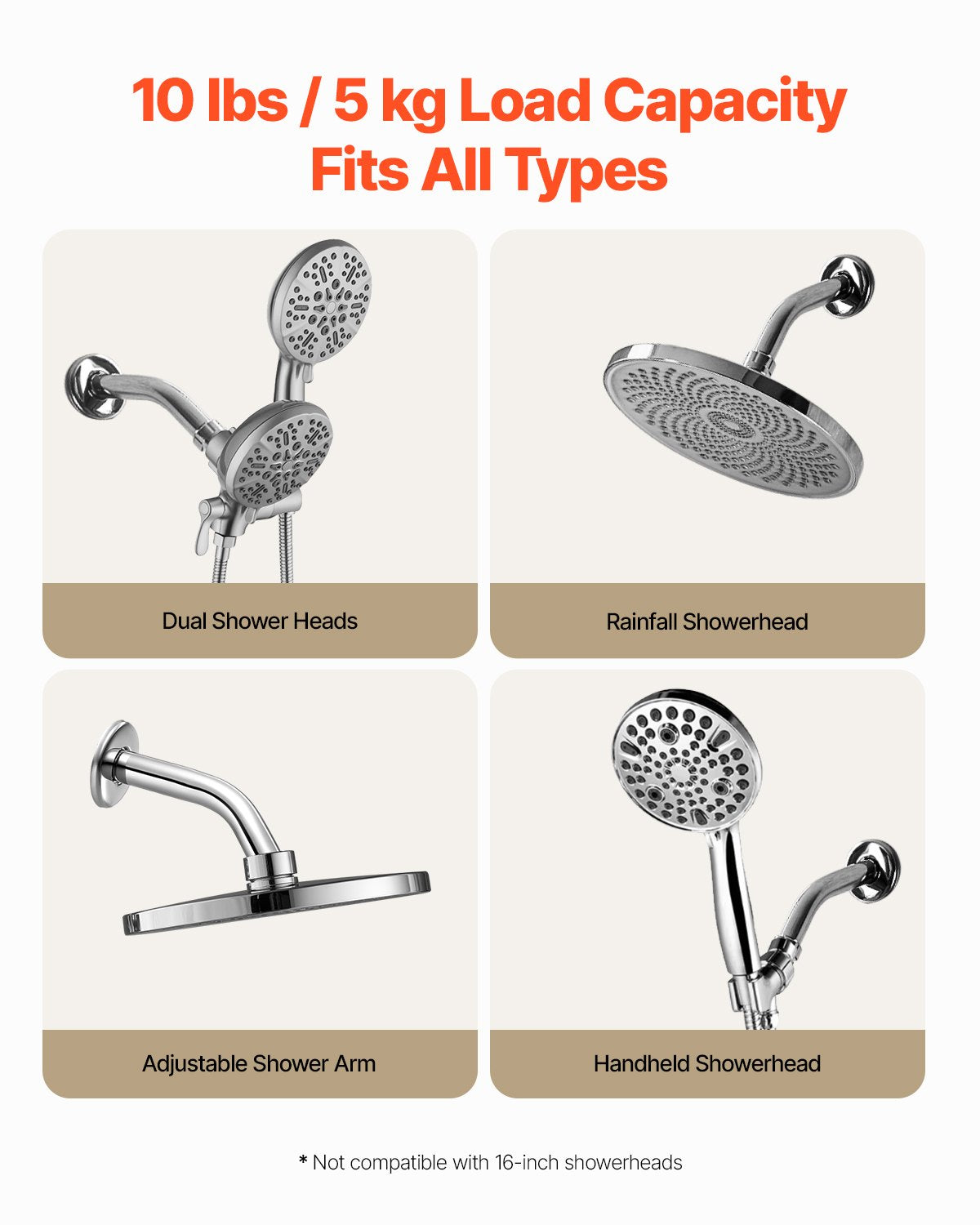 Shower Arm with Flange, 6 Inches, Wall Mounted Stainless Steel Shower Head Arm Extender, Chrome Finish, PTFE Tape, G1/2 Universal Thread Connector Compatible, for Fixed & Handheld Showerhead