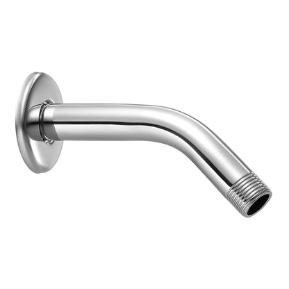 Shower Arm with Flange, 6 Inches, Wall Mounted Stainless Steel Shower Head Arm Extender, Chrome Finish, PTFE Tape, G1/2 Universal Thread Connector Compatible, for Fixed & Handheld Showerhead