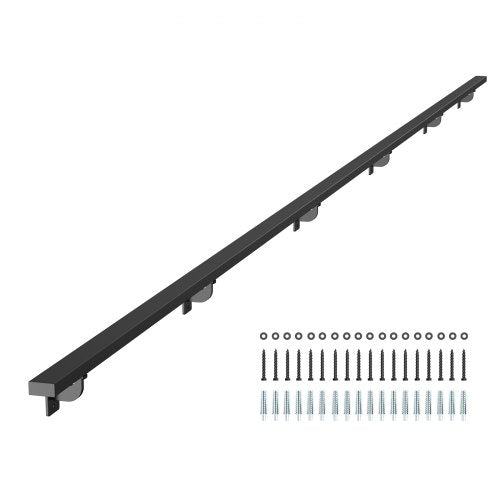 Wall Mounted Stair Handrail, 15ft Black Aluminum Staircase Handrail Indoor, 250lbs Load Capacity, Industrial Railing Hand Rail for Steps, Square Tube for Loft Porch Deck, 6 Sections