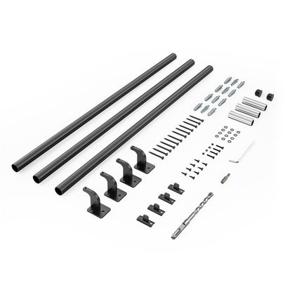 Wall Mounted Stair Handrail, 10ft Pipe Staircase Handrail, Black Galvanized Aluminum, 1.26 inch Pipe Diameter, Indoor&Outdoor Staircase Railing,Industrial Hand Rail for Steps,Security Baluster