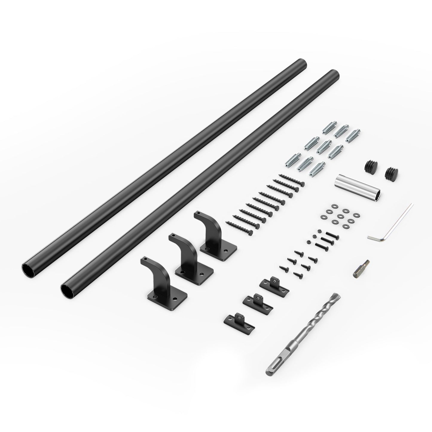 Wall Mounted Stair Handrail, 7ft Pipe Staircase Handrail, Black Galvanized Aluminum, 1.26 inch Pipe Diameter, Indoor&Outdoor Staircase Railing,Industrial Hand Rail for Steps,Security Baluster