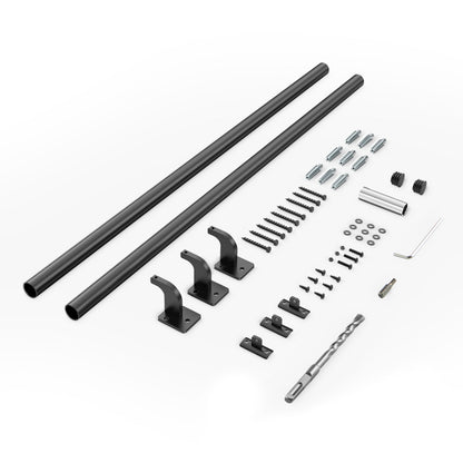 Wall Mounted Stair Handrail, 7ft Pipe Staircase Handrail, Black Galvanized Aluminum, 1.26 inch Pipe Diameter, Indoor&Outdoor Staircase Railing,Industrial Hand Rail for Steps,Security Baluster