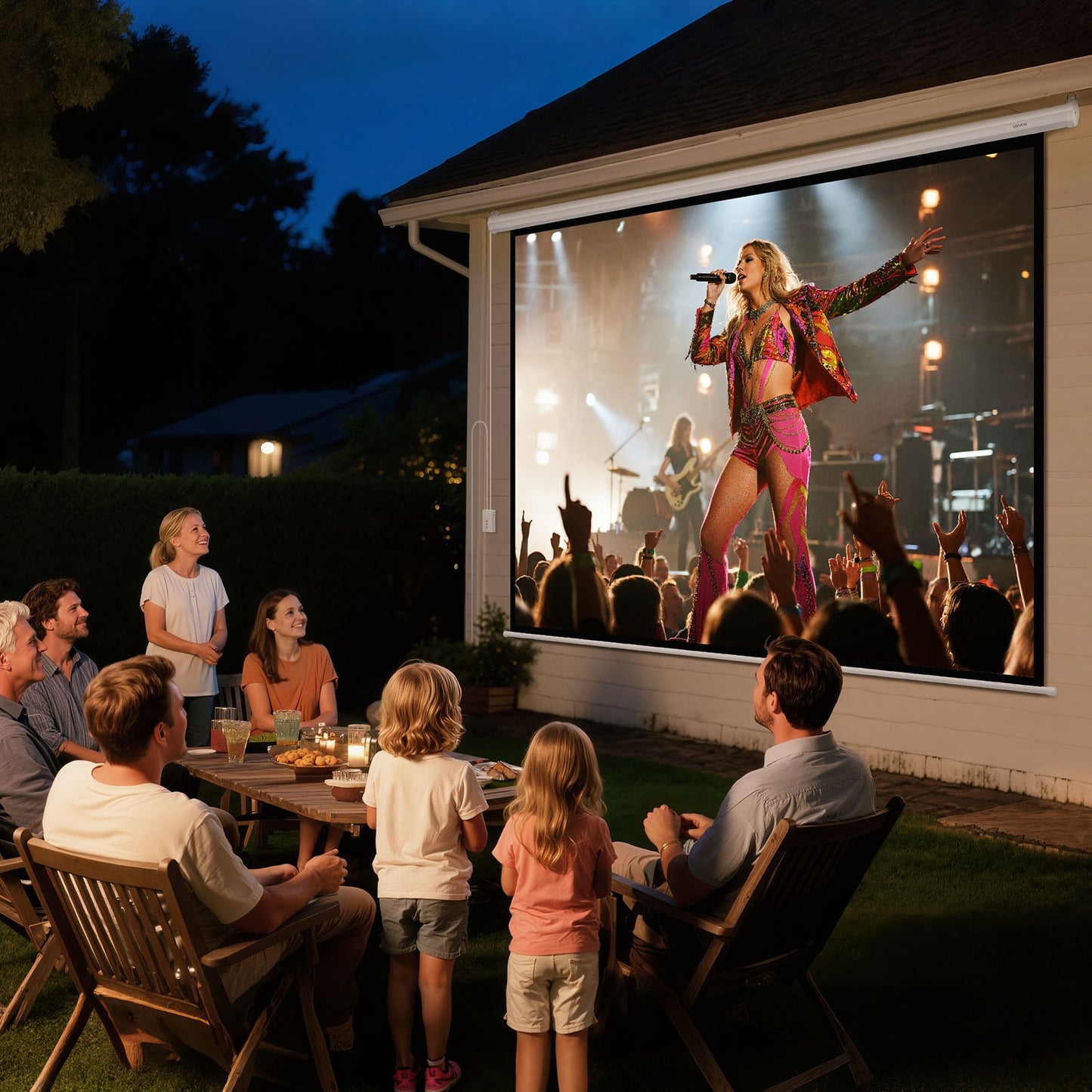 Motorized Projector Screen, 120 inch 4:3 1080 HD Electric Projector Screen, Wall Mounted Projection Dispaly Projector with Remote Control, Automatic Movie Screen for Family Home Office Theater