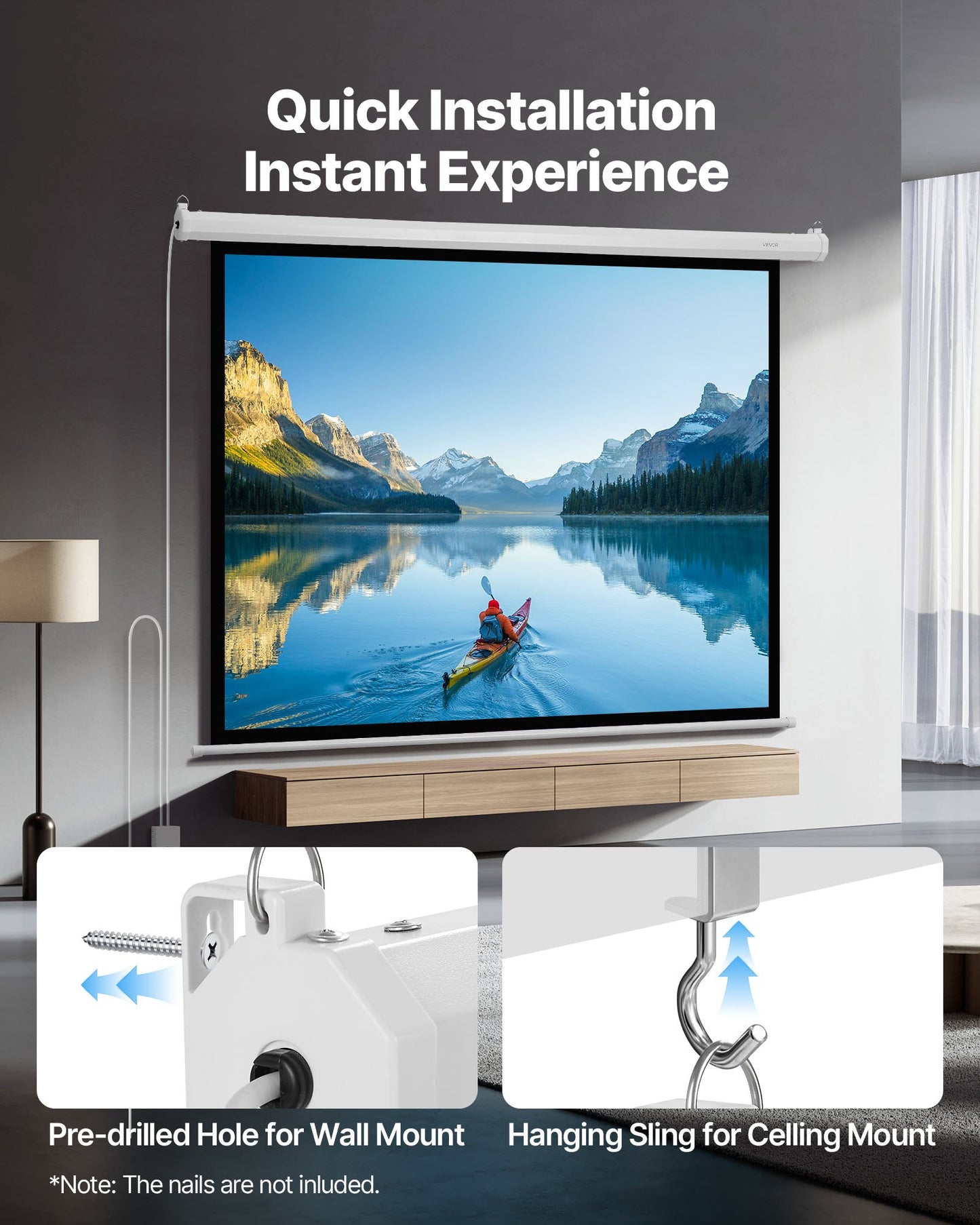 Motorized Projector Screen, 72 inch 4:3 1080 HD Electric Projection Screen, Wall Mounted Projection Dispaly Projector with Remote Control, Automatic Movie Screen for Family Home Office Theater