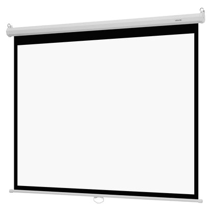 Manual Projector Screen, 72 inch 4:3 4K 1080 HD Retractable Pull Down Projector Screen, Wall Mounted Movie Projection with Pull Rope, Portable Display Projectoin for Family Home Office Theater