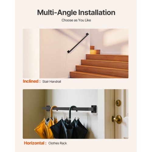 915 mm wall mounted stair railing black iron 113 kg load square tube | EU