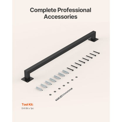 1215 mm wall mounted stair railing black iron 113 kg load square tube | EU