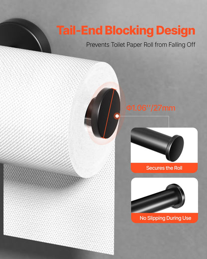 Toilet Paper Holder, Fits Mega Rolls Size, Premium Stainless Steel Rustproof Material, Wall Mounted with Screws, Toilet Roll Tissue Holder for Bathroom, Washroom, Kitchen, Matte Black