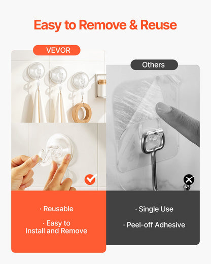 Suction Cup Hooks 6 Pack, 2.76 x 3.54 x 1.57 inch, 10 LBS Max Load Clear Shower Suction Cups, Strong and Reusable Heavy Duty Wall Holder, for Loofah, Towel, Glass, Window, Kitchen, Bathroom