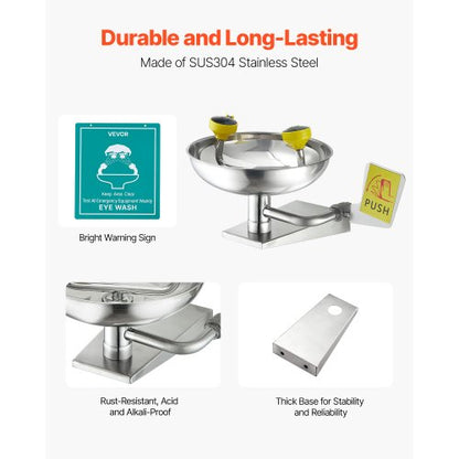 Ögonspolning Akut ansiktsögonspolningsstation i rostfritt stål, väggmonterad |  EU