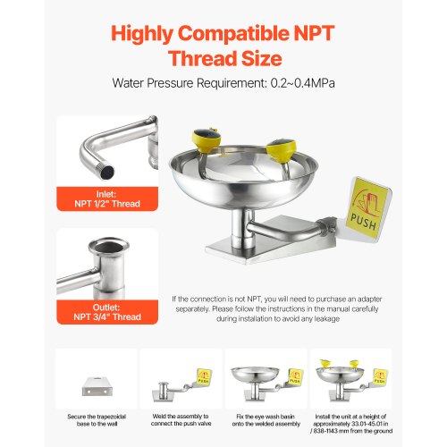 Ögonspolning Akut ansiktsögonspolningsstation i rostfritt stål, väggmonterad |  EU