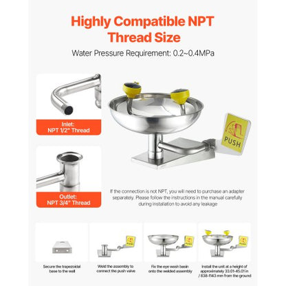 Ögonspolning Akut ansiktsögonspolningsstation i rostfritt stål, väggmonterad |  EU