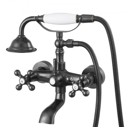 Clawfoot Tub Faucet, Wall Mount Bathtub Faucets with Handheld Shower, Vintage Oil-Rubbed Bronze Clawfoot Tub Filler Faucet Shower Kit with Adjustable Swing Arms & 360° Rotation Spout for Bathtubs