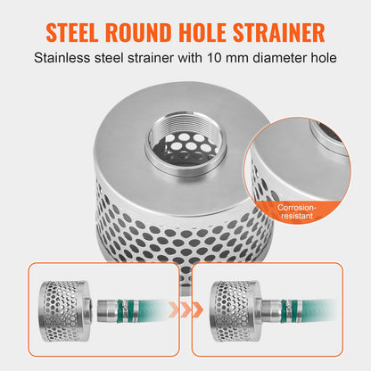 Suction Hose Kit for Water Pump, with 2 in x 50 ft Blue Backwash Hose, 20 ft Green Suction Hose, and Steel Round Hole Strainer, Camlocks, Clamps, Cam & Groove Adapter, for Multiple Purposes