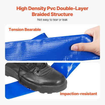 Backwash Hose, 1.5 in x 50 ft, Blue High Quality PVC Hose, with Clamps, Camlock, Aluminum Fittings, Fit Various Pumps, for Sewage Treatment, Water Transportation and More Agricultural Purposes