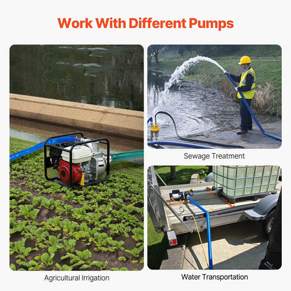 Rückspülschlauch 2 Zoll x 100 Fuß, blauer Qualitätsschlauch, komplett mit Armaturen