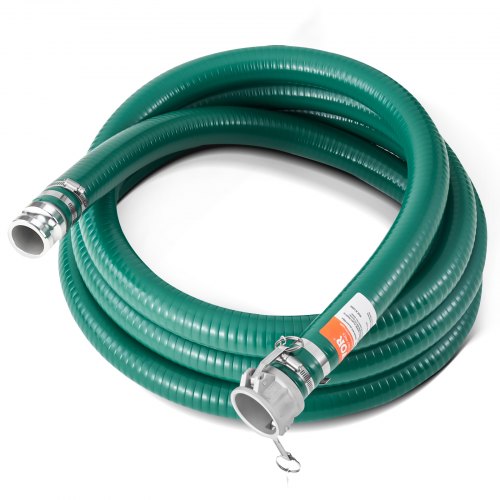 Suction Hose, 2 in x 20 ft, Green High Quality Hose, with Camlock Connectors, and Aluminum Fittings, Fit Various Pumps, for Sewage Treatment, Water Transportation and More Agricultural Purposes