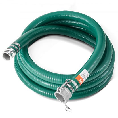Suction Hose, 2 in x 20 ft, Green High Quality Hose, with Camlock Connectors, and Aluminum Fittings, Fit Various Pumps, for Sewage Treatment, Water Transportation and More Agricultural Purposes