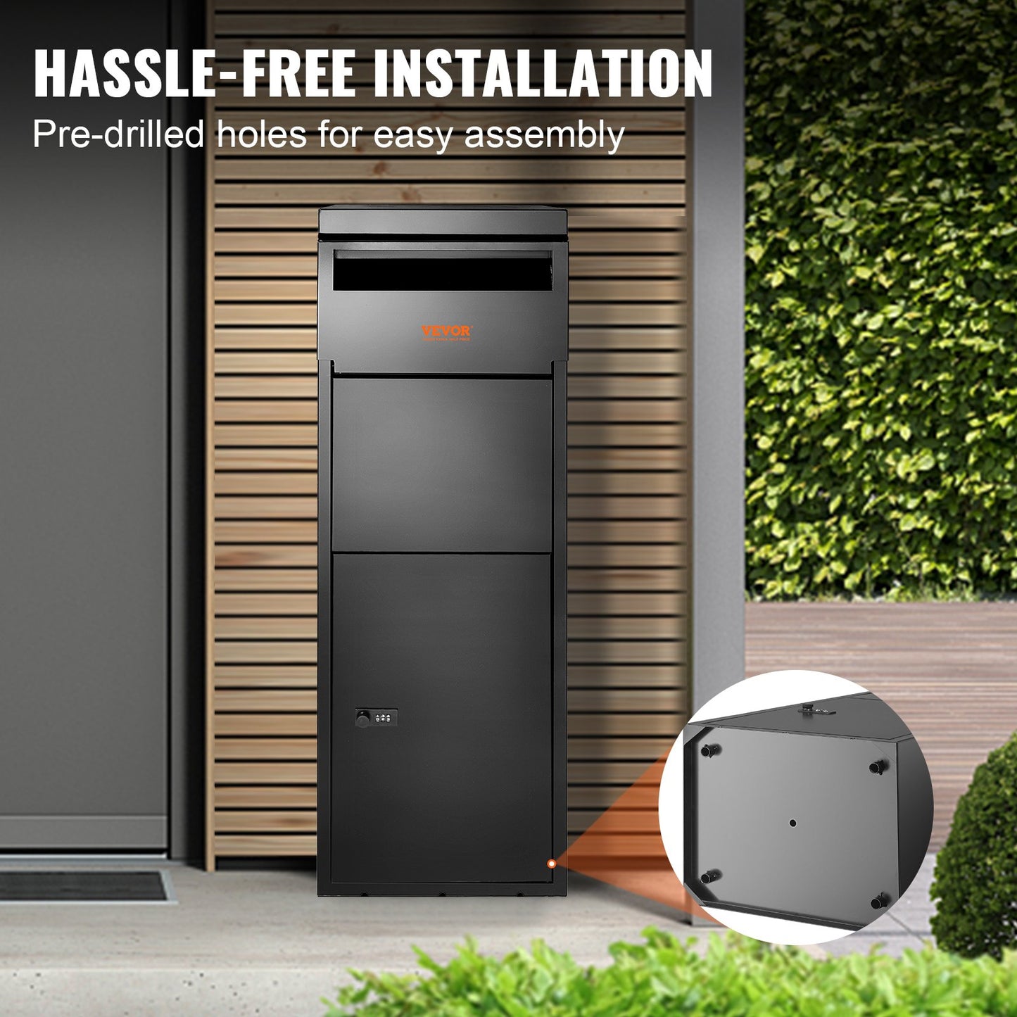 Paketboxen für den Außenbereich, 35,1 x 29,4 x 107,7 cm, verzinkter Stahl, mit Codeschloss, Diebstahlschutz, IPX3-wasserdichte Paketverpackung für Terrasse, Veranda und Bordsteinkante