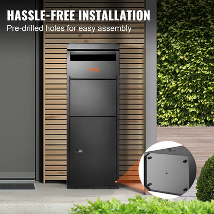 Paketboxen für den Außenbereich, 35,1 x 29,4 x 107,7 cm, verzinkter Stahl, mit Codeschloss, Diebstahlschutz, IPX3-wasserdichte Paketverpackung für Terrasse, Veranda und Bordsteinkante