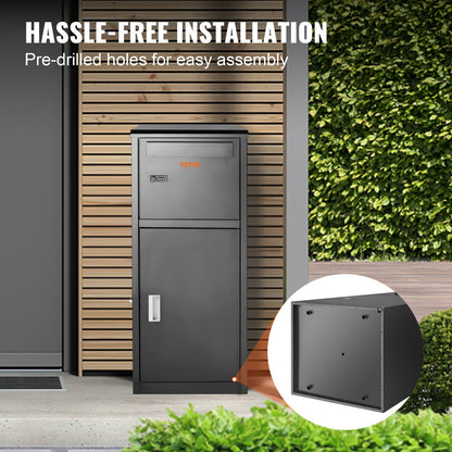 Paketleveranslådor för utvändigt 16,2"x15,8"x44", förpackningspaket i galvaniserat stål med kodlås, löstagbar stöldskydd, IPX3 vattentät paketavlämningsbox för uteplats, veranda