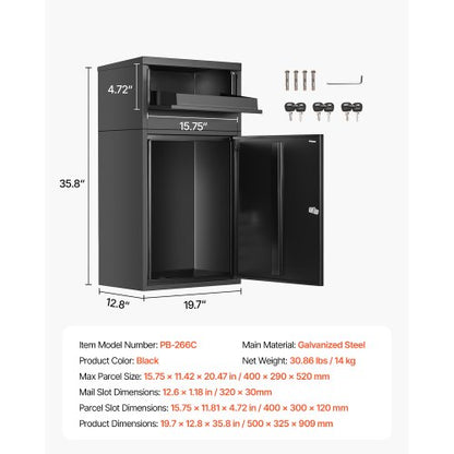 Paketboxen für den Außenbereich, abschließbare Paketbox, 35,8 Zoll | EU