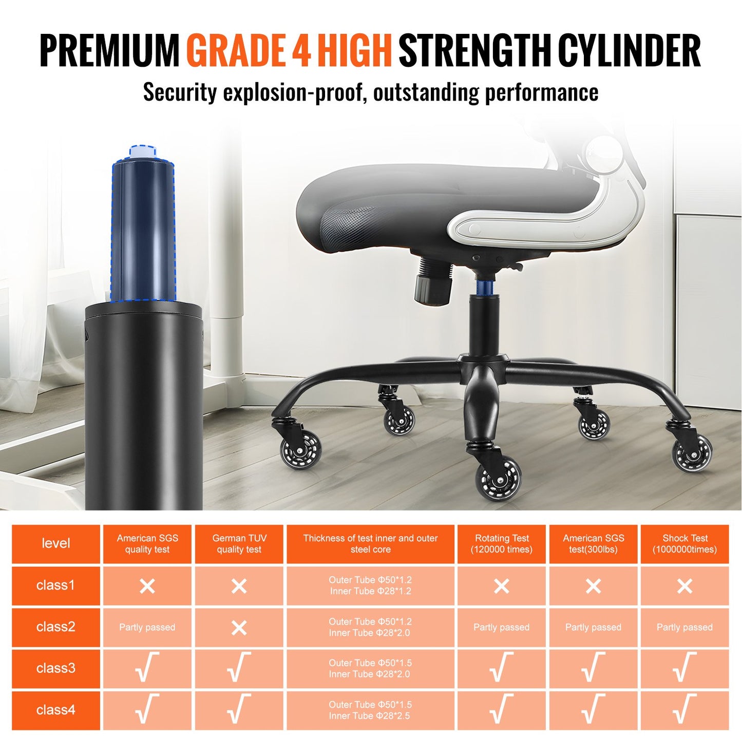 Office Chair Base Replacement, 28", 2500 lbs Static Load Capacity, Heavy Duty Universal Computer Desk Chair Stool Base Part with 5 Casters and Gas Cylinder, Desk Chair Base Replacement, Black