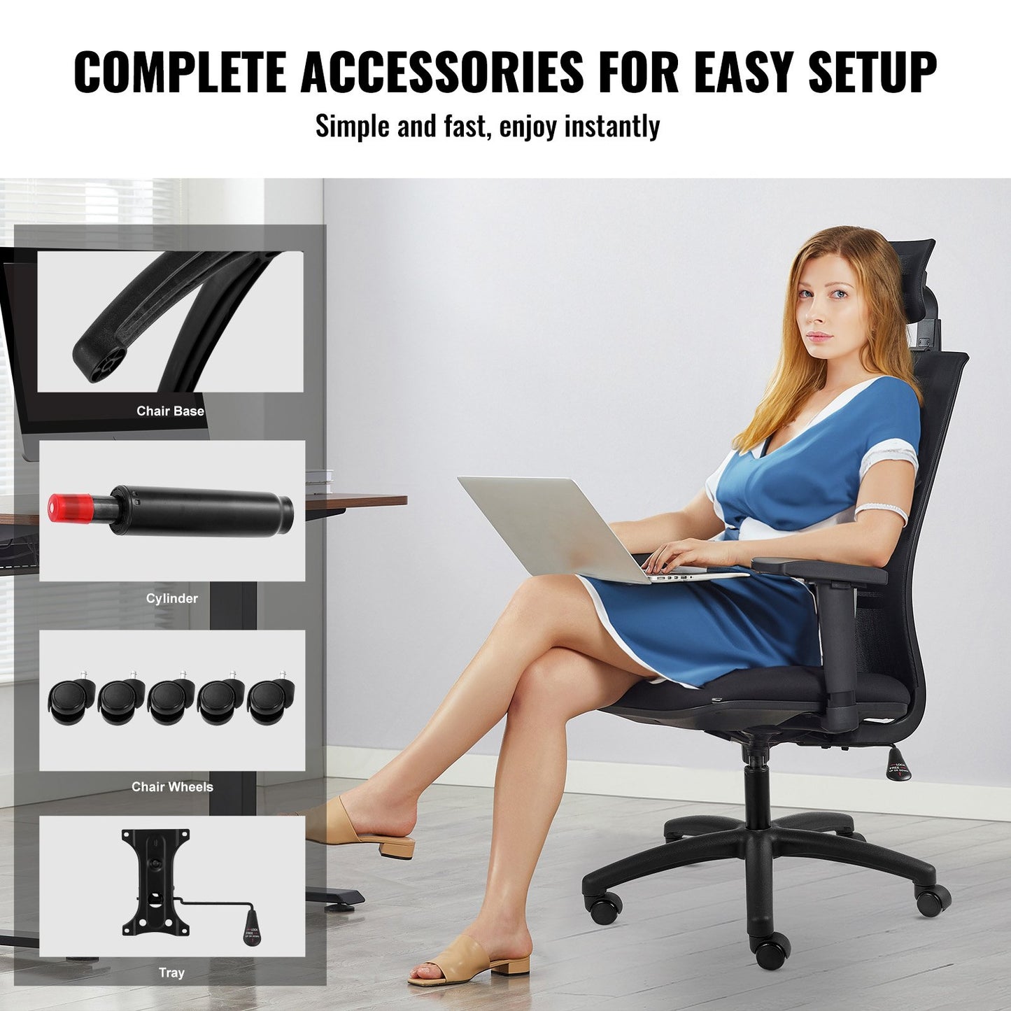 Office Chair Base Replacement 28" Swivel Chair Base 2500 lbs 4" Stroke