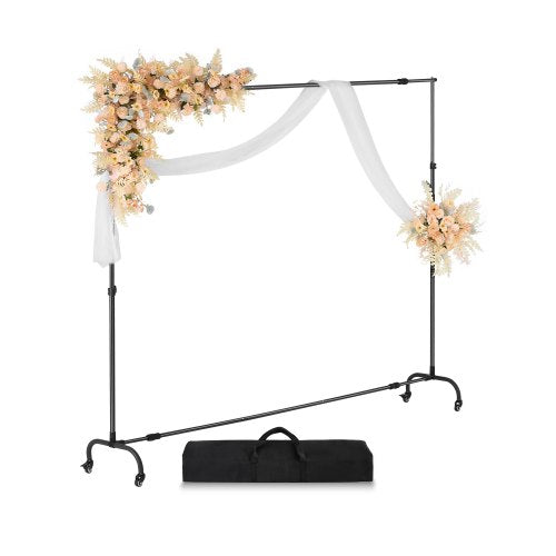 Backdrop Stand with Wheels, 7 x 10 ft Adjustable Photo Backdrop Stand Kit, Moveable Background Backdrop Stand, Heavy Duty Projector Screen Stand, for Wedding, Photo Studio & Party