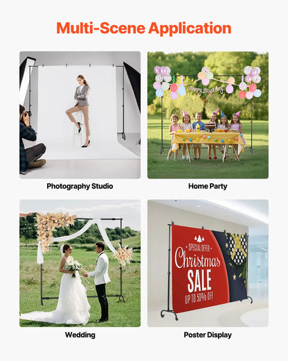 Backdrop Stand with Wheels, 7 x 10 ft Adjustable Photo Backdrop Stand Kit, Moveable Background Backdrop Stand, Heavy Duty Projector Screen Stand, for Wedding, Photo Studio & Party
