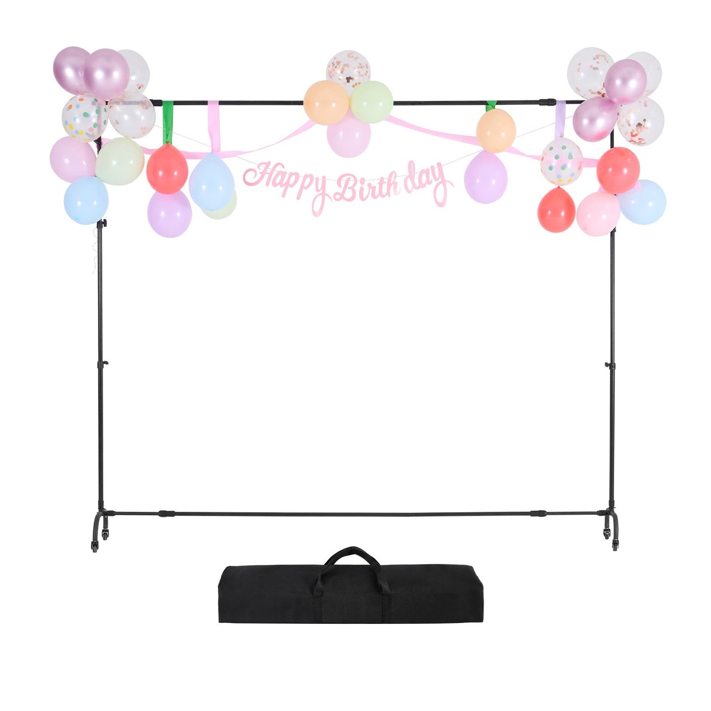 Backdrop Stand with Wheels, 7 x 10 ft Adjustable Photo Backdrop Stand Kit, Moveable Background Backdrop Stand, Heavy Duty Projector Screen Stand, for Wedding, Photo Studio & Party